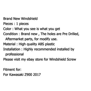 Windscreen Windshield Screen with Bracket For Kawasaki Z900 2017-2018 Clear