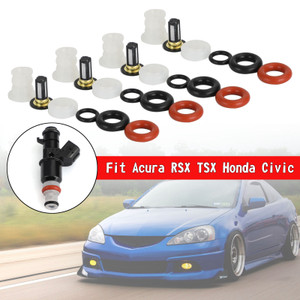 4PCS Fuel Injectors Repair Kit Filters O-Rings Fit Acura RSX TSX Honda Civic
