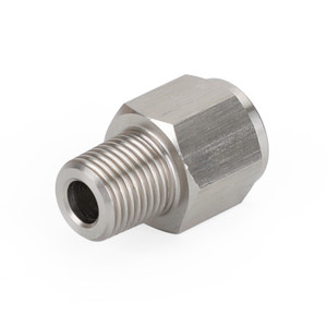 1/8" NPT Male to M10x1.0 Female Stainless Steel Oil Pressure Gauge Adapter