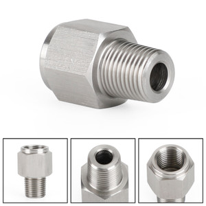1/8" NPT Male to M10x1.0 Female Stainless Steel Oil Pressure Gauge Adapter