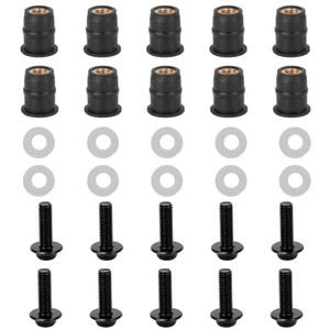Motorcycle Wind Screen Shield Alu M5x16mm Screw Bolt Washers kit Black 10 Pack