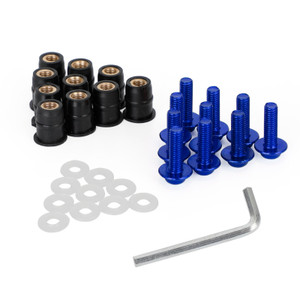 Motorcycle Wind Screen Shield Alu M5x16mm Screw Bolt Washers kit Blue 10 Pack