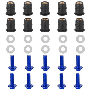Motorcycle Wind Screen Shield Alu M5x16mm Screw Bolt Washers kit Blue 10 Pack