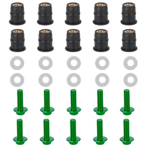 Motorcycle Wind Screen Shield Alu M5x16mm Screw Bolt Washers kit Green 10 Pack