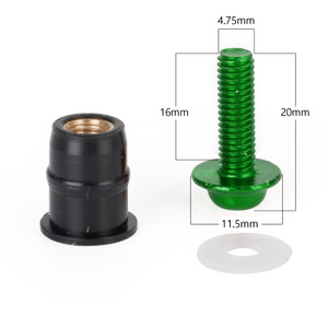 Motorcycle Wind Screen Shield Alu M5x16mm Screw Bolt Washers kit Green 10 Pack