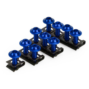 Motorcycle Aluminum Fairing Screen M6x20mm Screw Bolts Clips kit Blue QTY 10