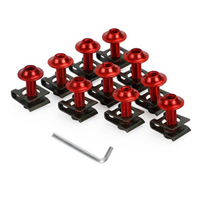 Motorcycle Aluminum Fairing Screen M6x20mm Screw Bolts Clips kit Red QTY 10