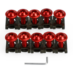 Motorcycle Aluminum Fairing Screen M6x20mm Screw Bolts Clips kit Red QTY 10
