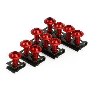 Motorcycle Aluminum Fairing Screen M6x20mm Screw Bolts Clips kit Red QTY 10