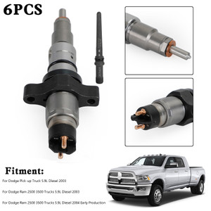 6PCS Common Rail Fuel Injector 0445120255 fit Dodge Ram 2500 2003-2004 Cummins