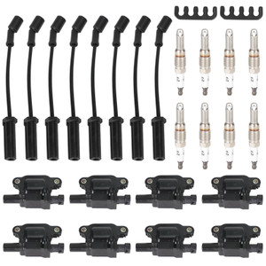 8PCS Square Ignition Coil+Spark Plug+Wires 12611424 For Silverado 1500 Tahoe GMC