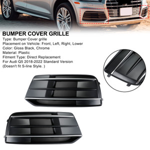 2PCS Front Bumper Cover Grille Bezel Insert Fit Audi Q5 2018-2022 Black/Chrome