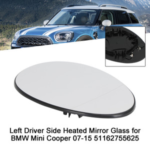 Left Driver Side Heated Mirror Glass for BMW Mini Cooper 07-15 51162755625