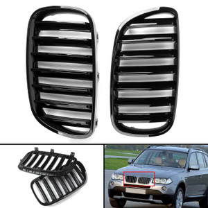 Kidney Grille For BMW X3 E83 LCI Facelift 2007-08-09-2010 Gloss Black