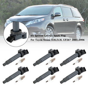 6X Ignition Coil+6X Spark Plug For Toyota Sienna 3.0L/3.3L UF267 2001-2006