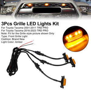 3PCS Front Bumper Hood Grille LED Lights Fit Toyota Tacoma 01-11 16-23 TRD PRO