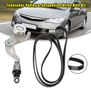 Tensioner Pulley & Serpentine Drive Belt Kit For Honda Civic 2006-2011 1.8L