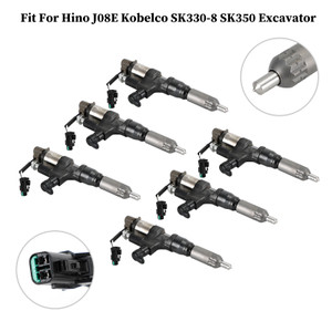 6PCS Fuel Injectors 095000-6593 Fit Hino J08E Kobelco 1984-2018 3.8 4.7 Diesel