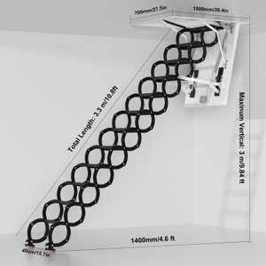 3M 12 Steps Loft Wall Folding Pulldown Attic Ceiling Ladder Stairs Staircase Opening 39.4*27.6" Generic