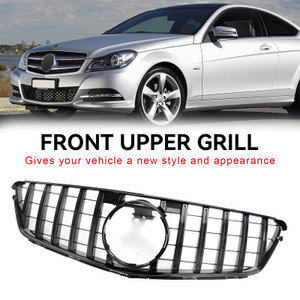 GT Style Front Bumper Grille Grill Fit Benz C-Class W204 C300 C350 2008-2014