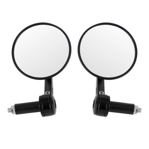 Pair 22mm Custom Handle Bar End Mirrors Anti Glare 4" Round Black Billet Quality