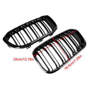 Front Kidney Grill Grille Fit BMW 1 Series F20 F21 2015-2017 Gloss Black Double