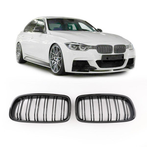 Gloss Black Front Kidney Grille Fit BMW 5 Series F11 F10 2010-2016 Dual Slats