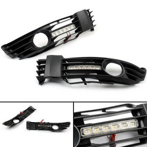 Bumper Grille Front LED DRL Running Light L&R For VW Passat B5.5 B5 2002-2005