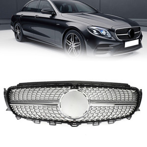 2017-2019 Benz E200 E250 E300 Sedan Diamond Silver Border Front Grille Grill Generic