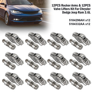 Chrysler Dodge Jeep Ram 3.6L 12PCS Rocker Arms & 12PCS Valve Lifters Kit