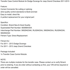 Transfer Case Control Module for Dodge Durango for Jeep Grand Cherokee 2011-2013