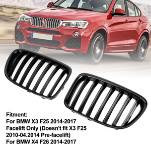 Gloss Black Front Hood Kidney Grill Grille Fit BMW X1 E84 2009-2014 SUV
