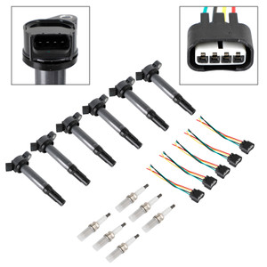 6 Ignition Coils+Connectors+Spark Plug UF487 90919-02251 For Toyota Sienna 3.5L