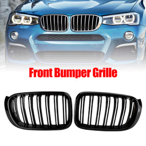 Gloss Black Front Bumper Kidney Grille Grill Fit BMW X3 X4 F25 F26 2014-2017