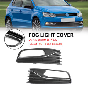 Pair Front Bumper Fog Light Cover Grill Grille fit VW Polo 6R 2014-2017