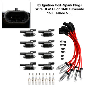 2007 Chevy Silverado 3500 New Body Style V8 6.0L - 8x Ignition Coil+Spark Plug+ Wire UF414 Generic