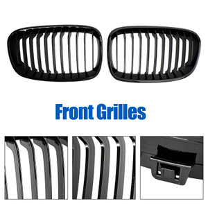 2PCS Front Bumper Kidney Grill Grille Fit BMW 1 Series F20 F21 2012-2014