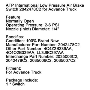 ATP International Low Pressure Air Brake Switch 2042478C2 for Advance Truck