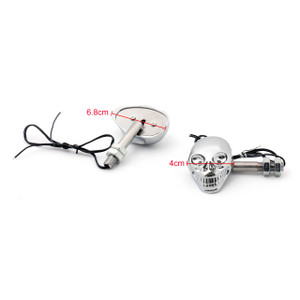 Skull Skeleton Head LED Indicators Turn Signals Universal Fit Custom Chopper, Chrome