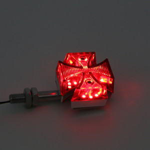 Maltese Cross LED Turn Signal Indicator Lights Universal Honda, Yamaha, Kawasaki, Suzuki, Red