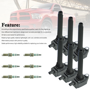 6pcs Ignition Coil +Spark Plug UF648 For Dodge Chrysler Ram Jeep 3.6L