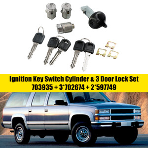 Ignition Switch Cylinder & 3 Door Lock Set W/2 Keys For Suburban Tahoe 98-1999 Generic