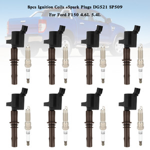 8pcs Ignition Coils +Spark Plugs DG521 SP509 For Ford F150 4.6L 5.4L