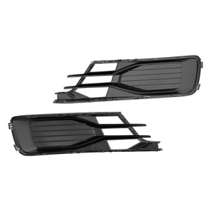 2PCS Front Bumper Foglight Cover Grill Fit Audi A6 C7 2014-2018 Black Chrome