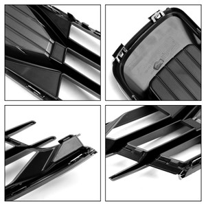 2PCS Front Bumper Foglight Cover Grill Fit Audi A6 C7 2014-2018 Black Chrome