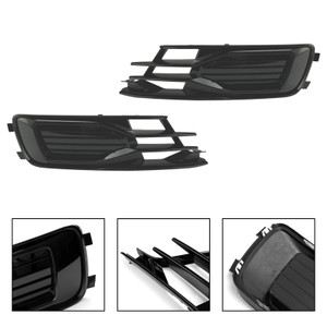 2PCS Front Bumper Foglight Cover Grill Grille Fit Audi A6 C7 2014-2018 Black