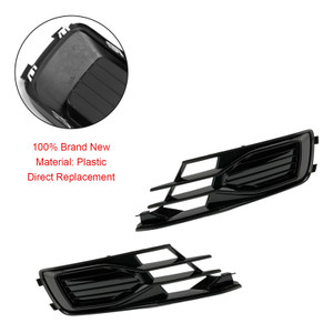 2PCS Front Bumper Foglight Cover Grill Grille Fit Audi A6 C7 2014-2018 Black