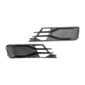 2PCS Front Bumper Foglight Cover Grill Grille Fit Audi A6 C7 2014-2018 Black