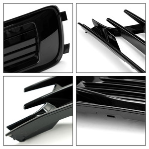 2PCS Front Bumper Foglight Cover Grill Grille Fit Audi A6 C7 2014-2018 Black