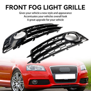 Honeycomb Front Bumper Fog Light Grill Cover Fit Audi A3 8P S-Line 2009-2012